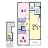 ツインフィオーレＢ 2DKの間取り