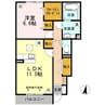 East town B 1LDKの間取り