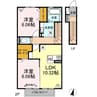 クレセント山王 2LDKの間取り