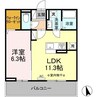 D-room　清水新居　I 1LDKの間取り