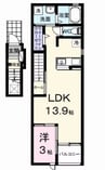 クレストビュー 1LDKの間取り