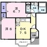 サンパティークＡ 2DKの間取り