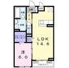 アーバンシャトー甲斐 1LDKの間取り