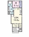 南プス・レジデンス 1LDKの間取り