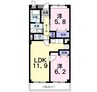 サンフォニア八田 2LDKの間取り