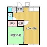 江本ハイツB 1LDKの間取り