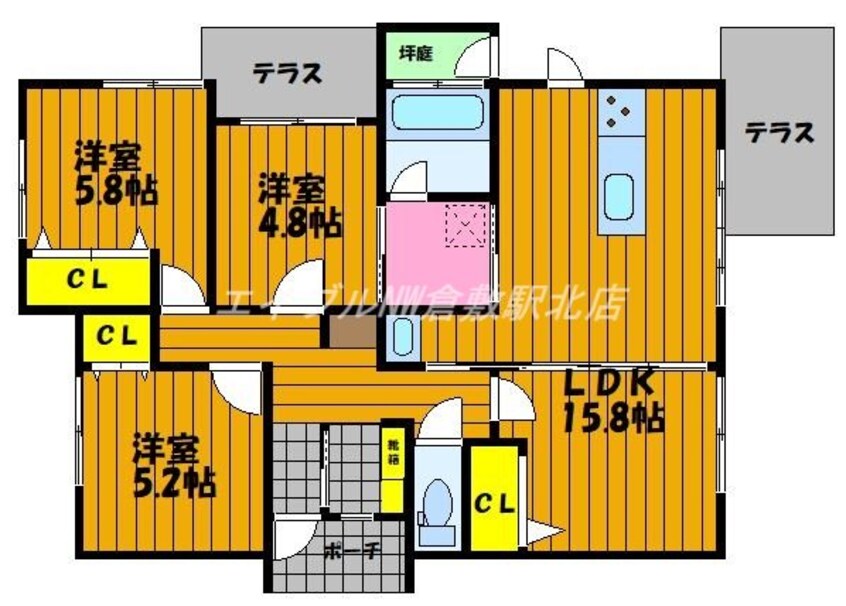 間取図 プレミールA（アヴェニール西阿知）