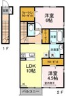 ブルースター東宮　B館 2LDKの間取り