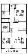 クオーレM 2LDKの間取り