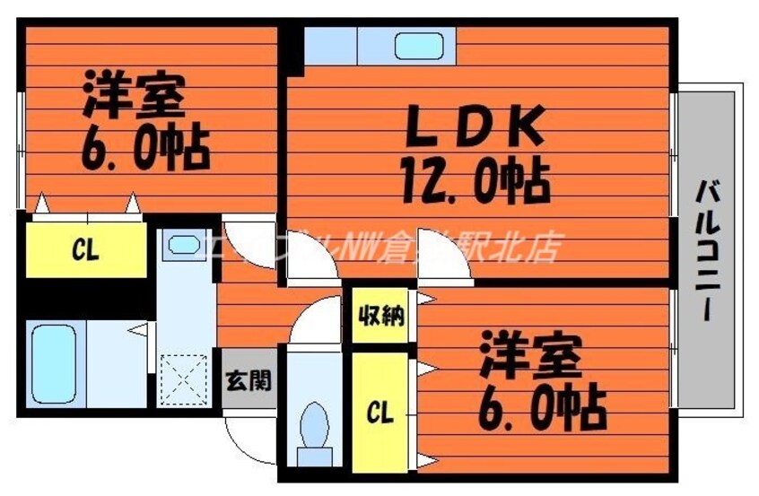 間取図 プレジール中島　B棟