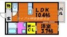 フィカーサ堀南 1LDKの間取り