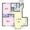 ラルジュ余戸 2LDKの間取り