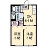 デイアス余戸 2DKの間取り