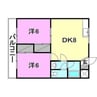 デコール余戸 2DKの間取り
