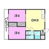 デコール余戸 2DKの間取り
