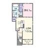 ポプラ 1LDKの間取り
