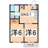 リバーハウス 2DKの間取り