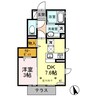 D-room塩山扇田　B 1DKの間取り