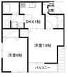 サンコート川田 2DKの間取り