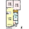 アムール　フェール　A棟 2LDKの間取り