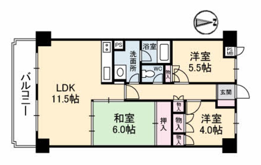 間取図 ライオンズマンション本町