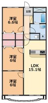 ブライム北斎院 3LDKの間取り