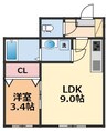 エニシア北条　Ａ・Ｂ棟 1LDKの間取り