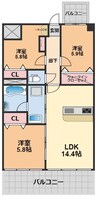 永田祝谷ビル 3LDKの間取り