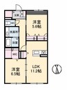 クオレール針田 2LDKの間取り