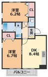 フォブールメヌエットA・B・ 2DKの間取り