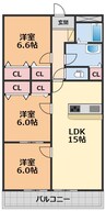 オーベルストヴォーネン 3LDKの間取り