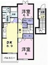 コーストアヴェニューＢ 2DKの間取り