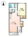 クレシア南黒田 1LDKの間取り