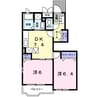 ティアモ余戸 2DKの間取り