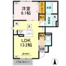 シャンブル余戸 1LDKの間取り