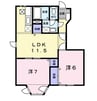 グランディール愛光Ｂ 2LDKの間取り