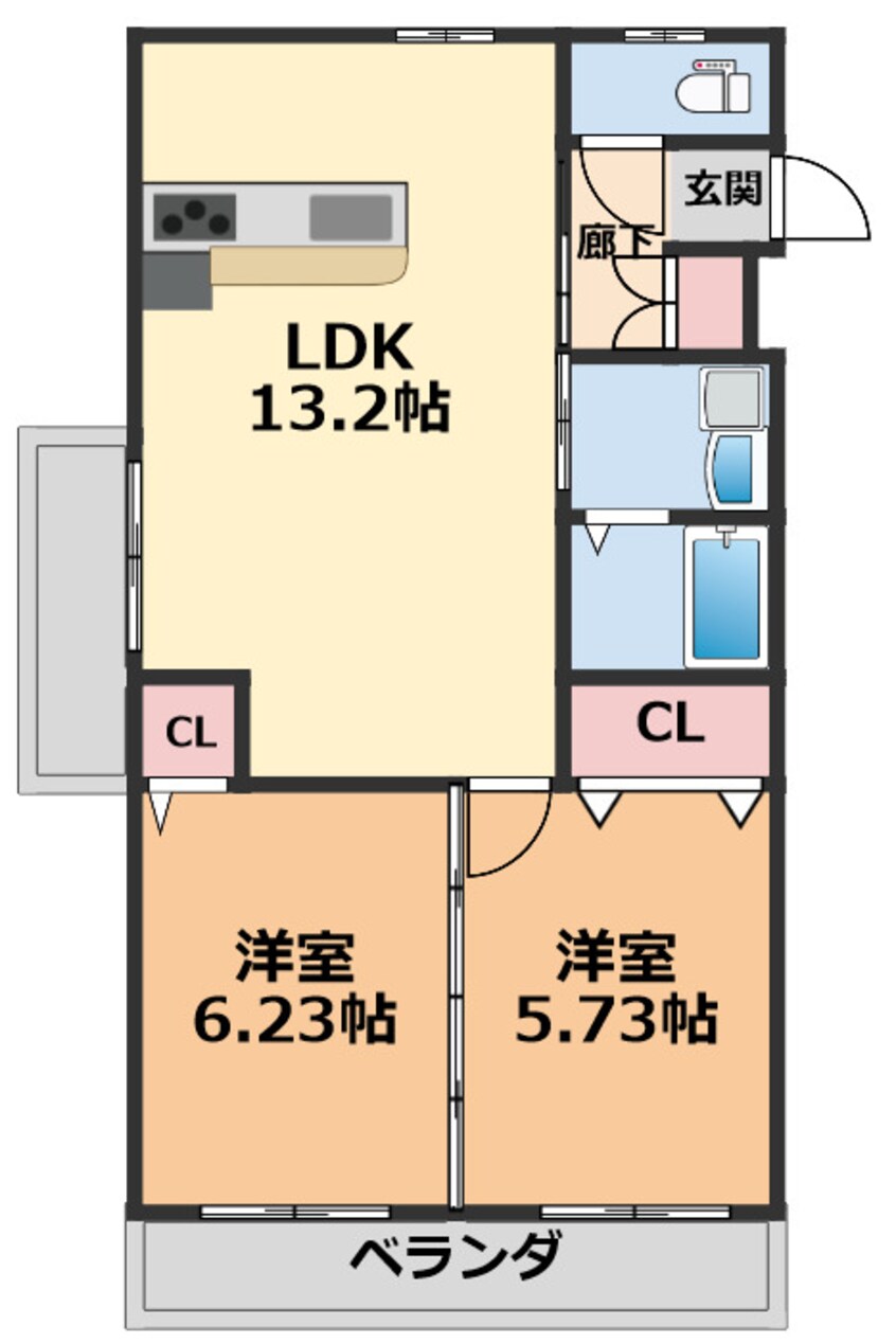 間取図 ひかりハイツ石手川