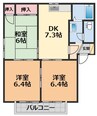 エスポワールA・Ｂ・C棟 3DKの間取り