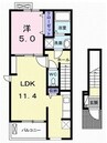 アルカンシエルＢ 1LDKの間取り