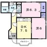 アルモニーハイツ 2DKの間取り
