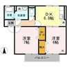 セジュール永木Ⅱ 2DKの間取り