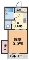 メゾンまつやま・ 1Kの間取り