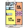 ユーミー栗林 2LDKの間取り