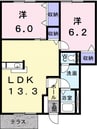 ミレニアムコ－ポ早田Ａ 2LDKの間取り