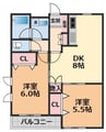 ＳＵＮハイツ 2DKの間取り