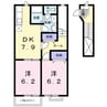 エスポワールシティＢ 2DKの間取り