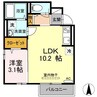 Tフラット道後一万 1LDKの間取り