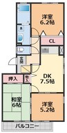 フォブール生石 3DKの間取り