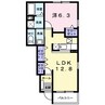 アルフィーノはるＤ 1LDKの間取り