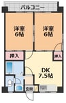 マリンパレットⅢ 2DKの間取り